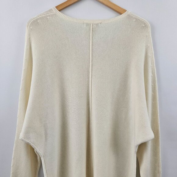 Liz Claiborne Sweater V-Neck Size L Cream Bat Wing Rabbit Hair Quiet Luxury NEW - Picture 8 of 12